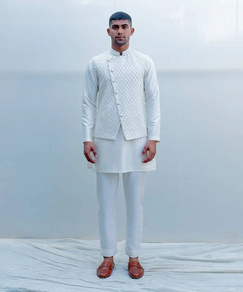 Romani milky white men kurta
