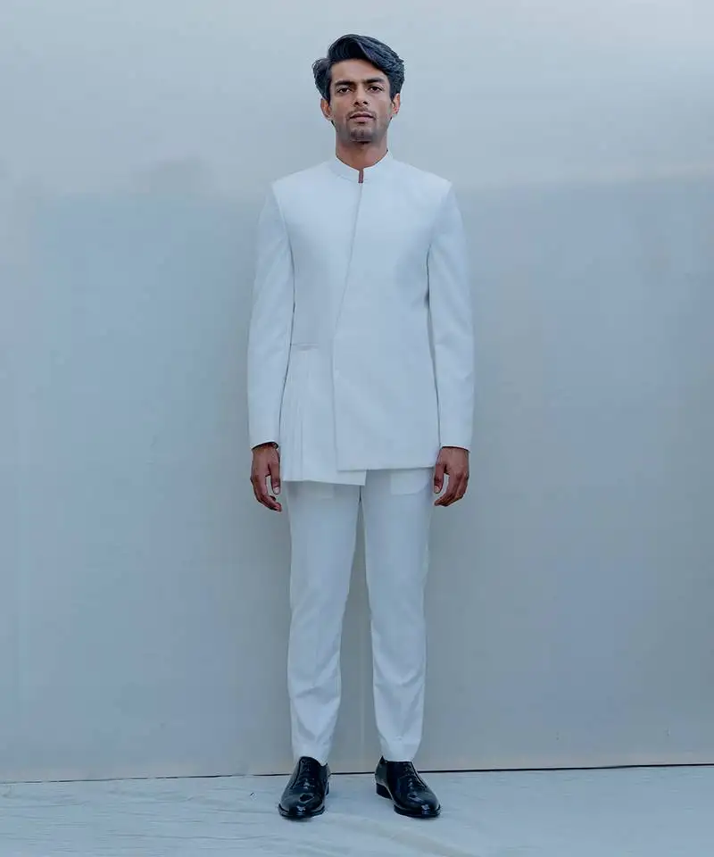 Alabaster short indo western jacket set