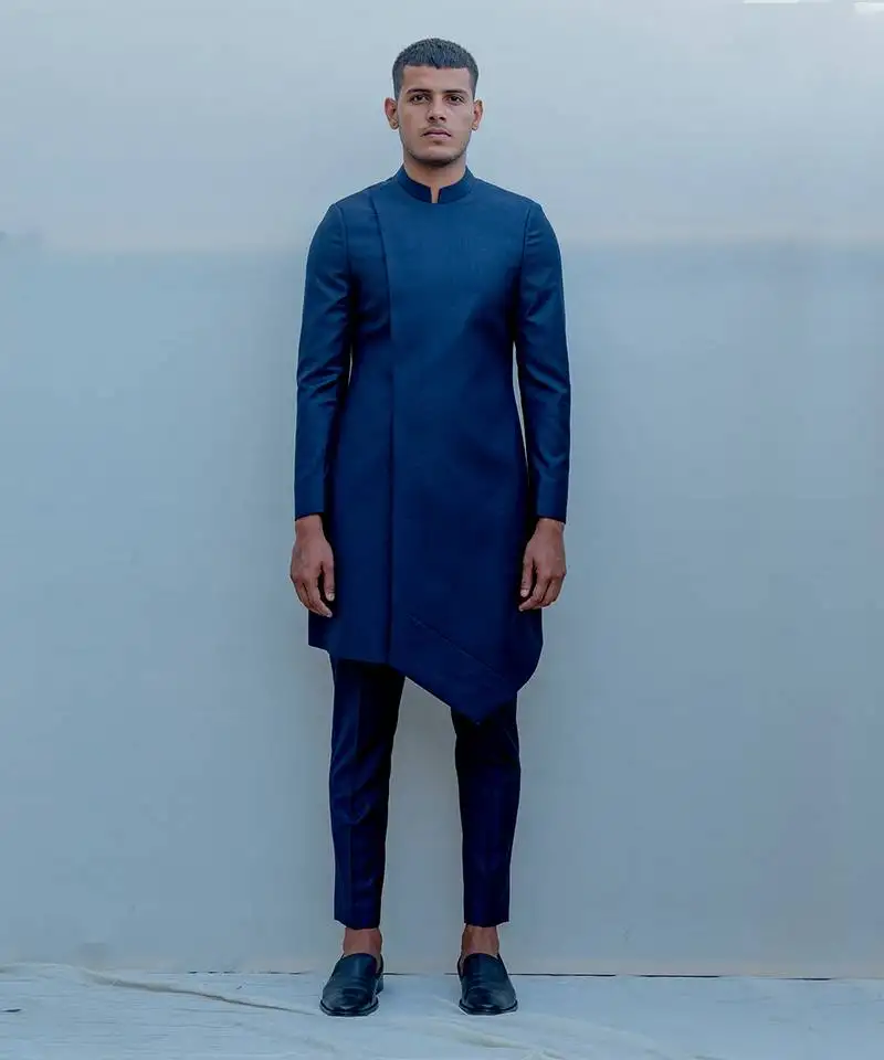 Ultramarine long indo western jacket set