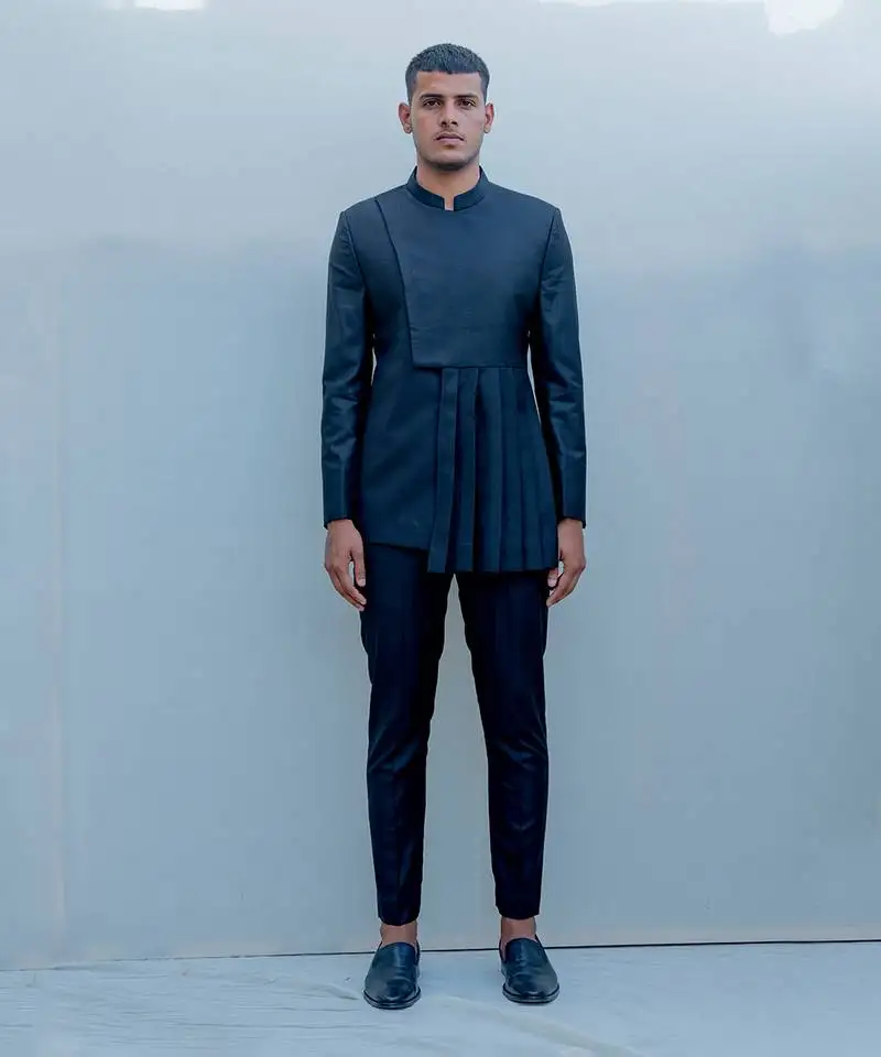 Raven short indo western jacket set