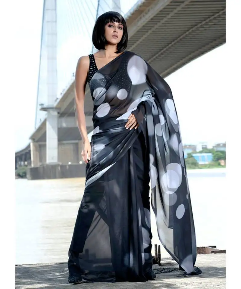 City lights georgette digital printedSarees