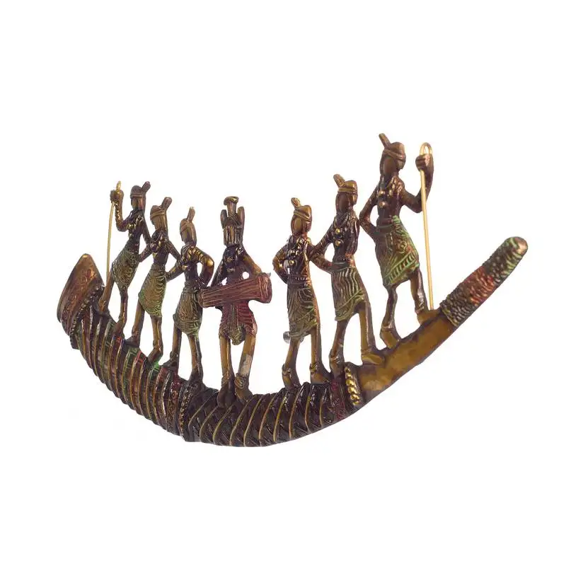 Tribal folk dancers on shehnai premium brass wall hanging