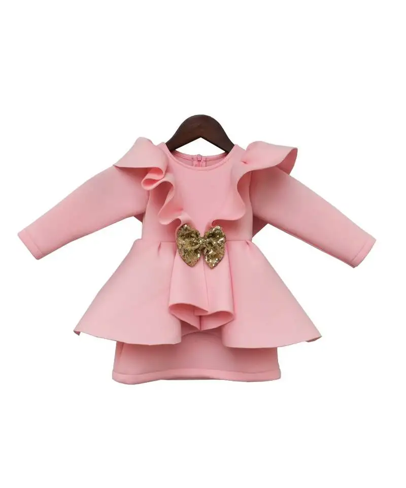 Baby pink lycra dress for girls