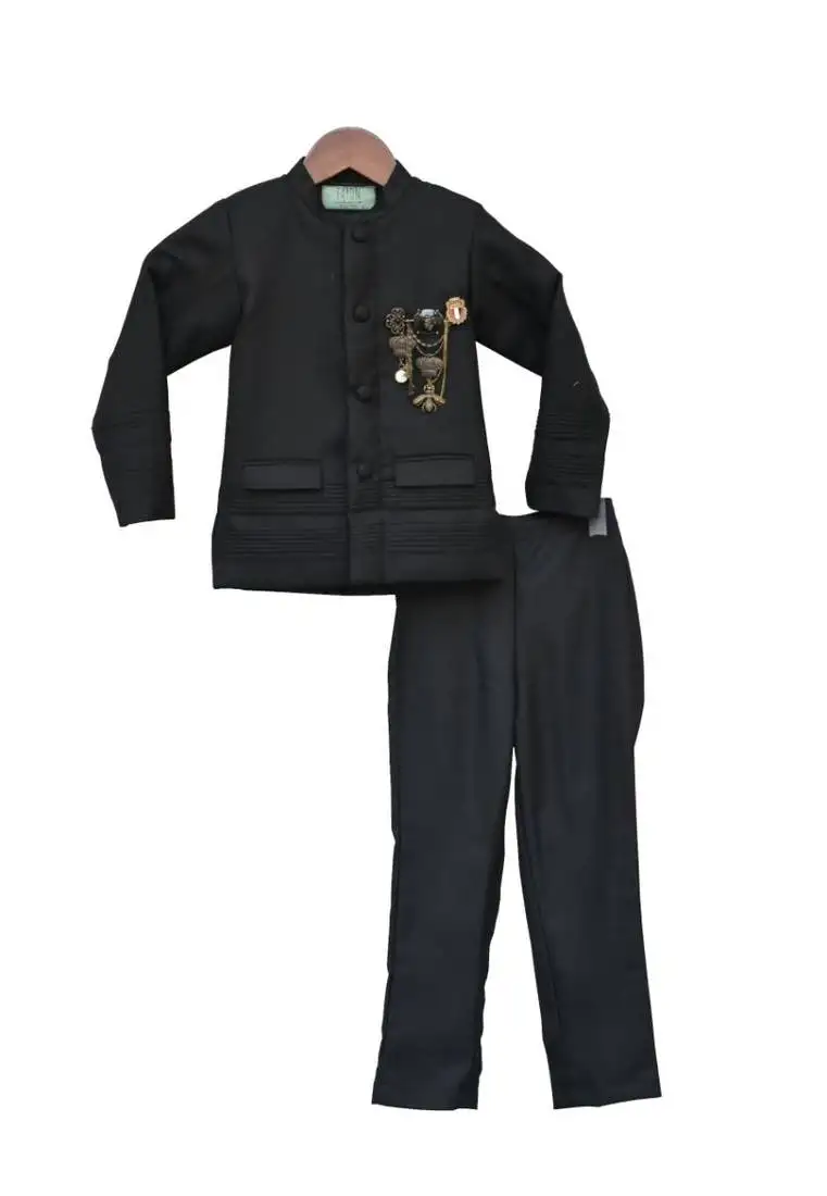 Peach kurti and dhoti with embroidery jacket