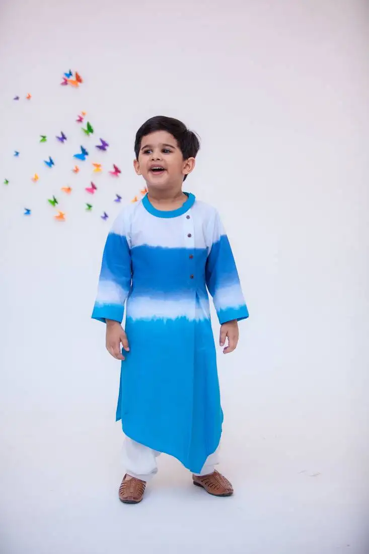 Blue tie and dye effect kurta with pant