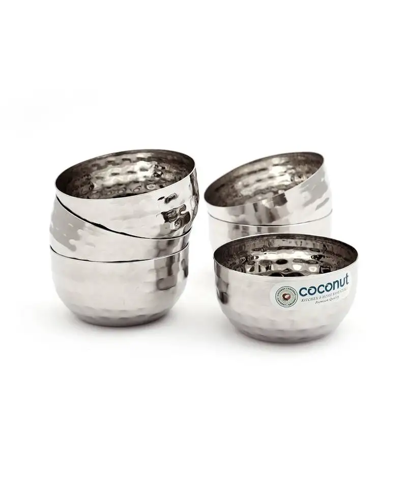 Combo c10 hammred apple bowl::Vati & h3 hammered halwa plate,desert bowls and serving plates- pack of 12 (6 pc each)