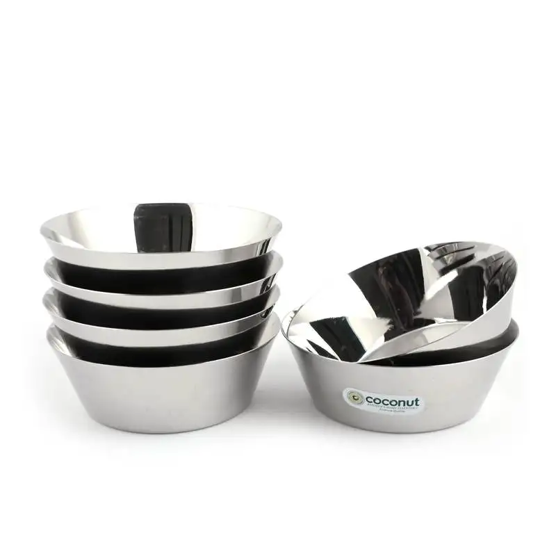 Coconut stainless steel alaska bowl::Mixing & serving bowl::Katori capasity - 1200 ml - pack of 6