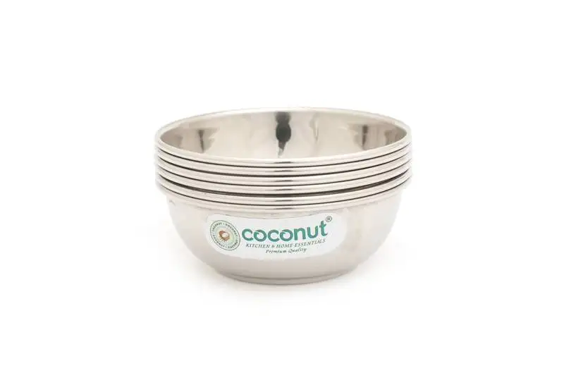 Coconut stainless steel c34 plain beeding bowl::Vati::Katori - size 4.5 - 150 ml - set of 6
