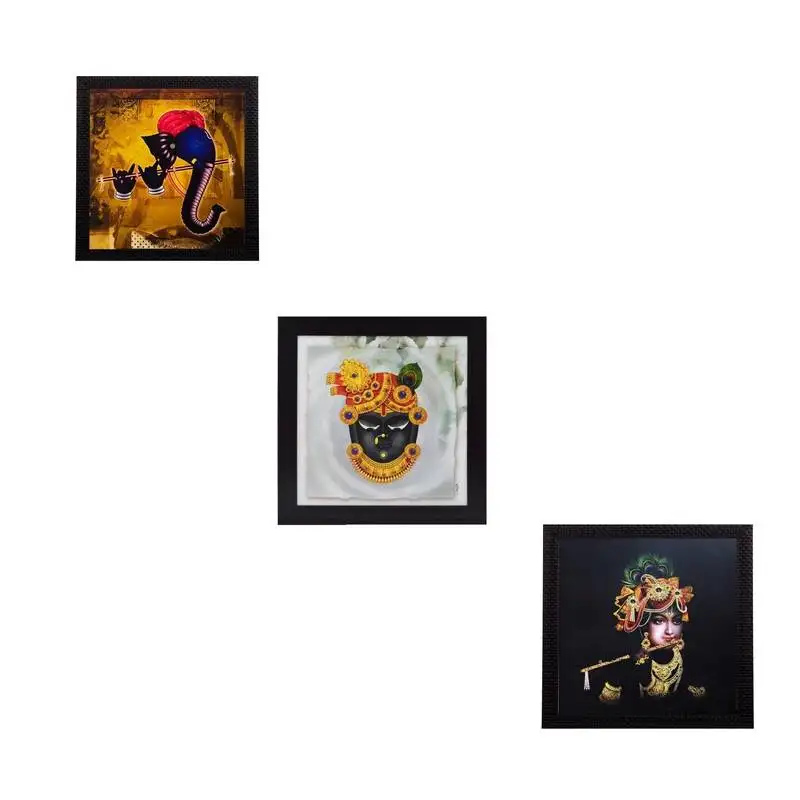 Set of 3 religious satin matt textured uv art painting