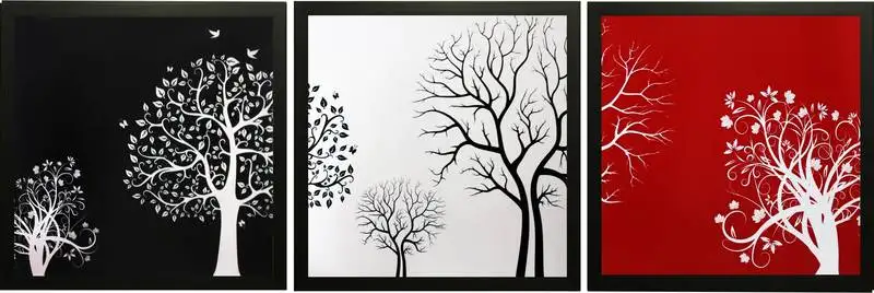 Set of 3 abstract design satin matt textured uv art painting