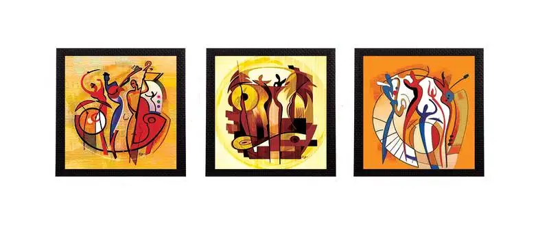 Set of 3 abstract design satin matt texture uv art painting