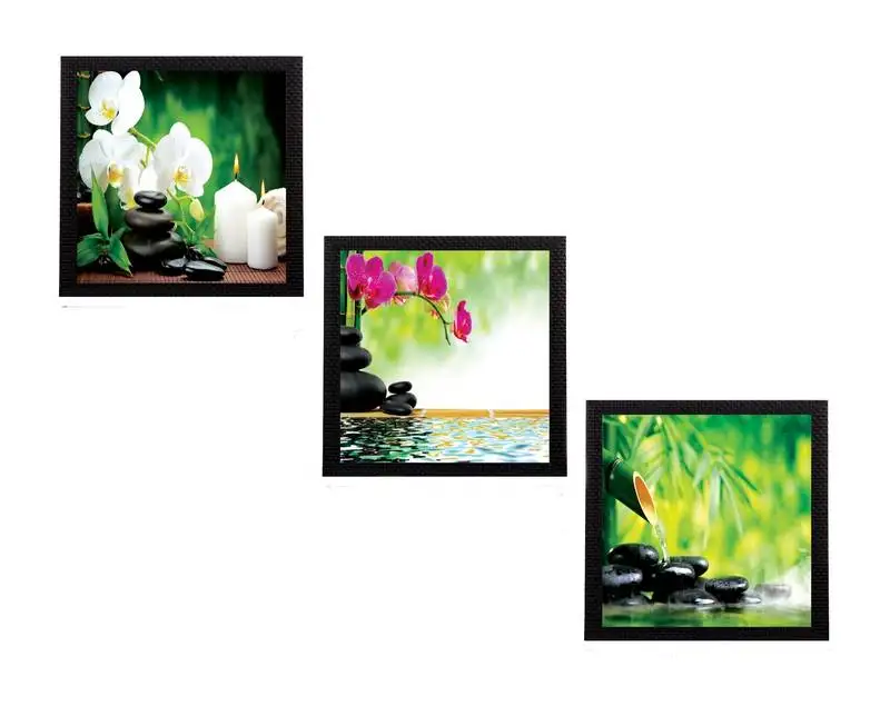 Set of 3 flora and stones satin matt texture uv art painting