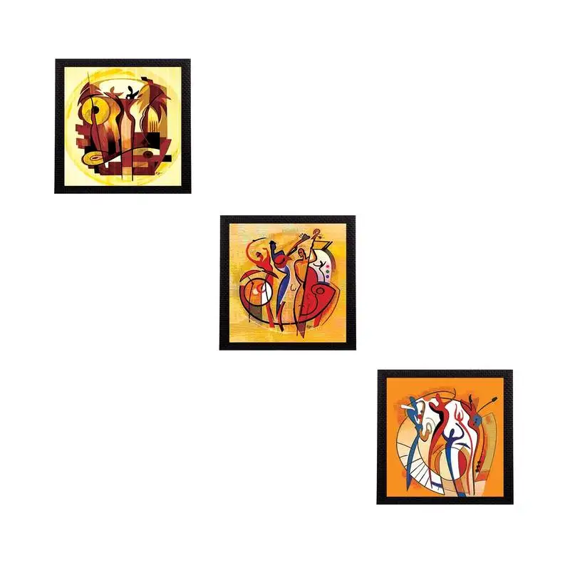 Set of 3 abstract figures satin matt texture uv art painting