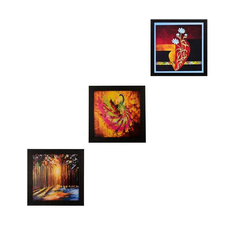 Set of 3 abstract designs satin matt texture uv art painting