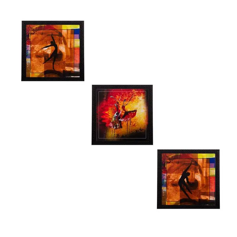 Set of 3 dancing figures satin matt texture uv art painting