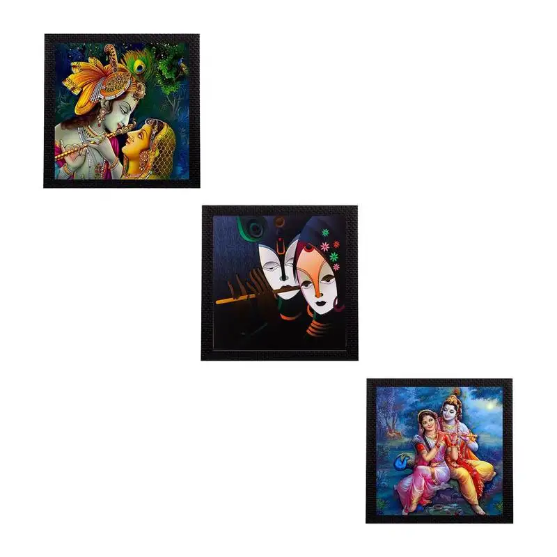 Set of 3 radha krishna paper painting