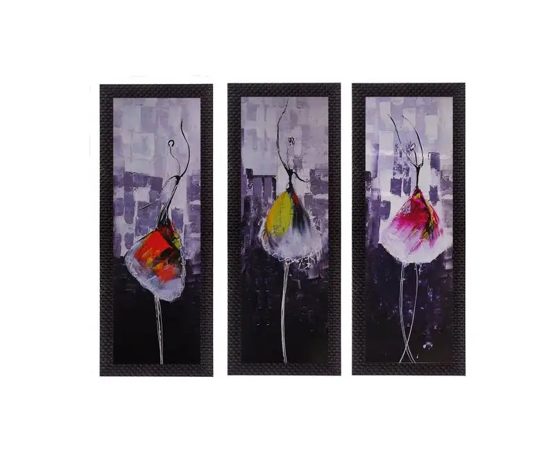 Set of 3 dancing girl satin matt texture uv art painting