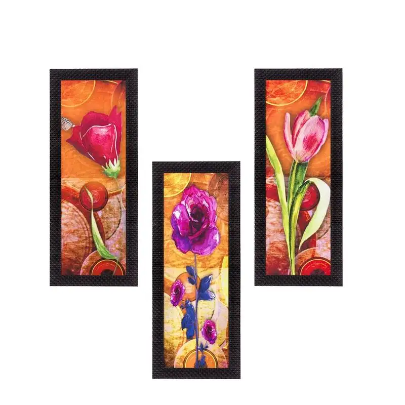 Set of 3 decorative floral satin matt texture uv art painting