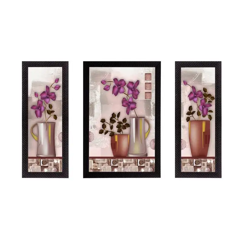 Set of 3 botanical floral satin matt texture uv art painting