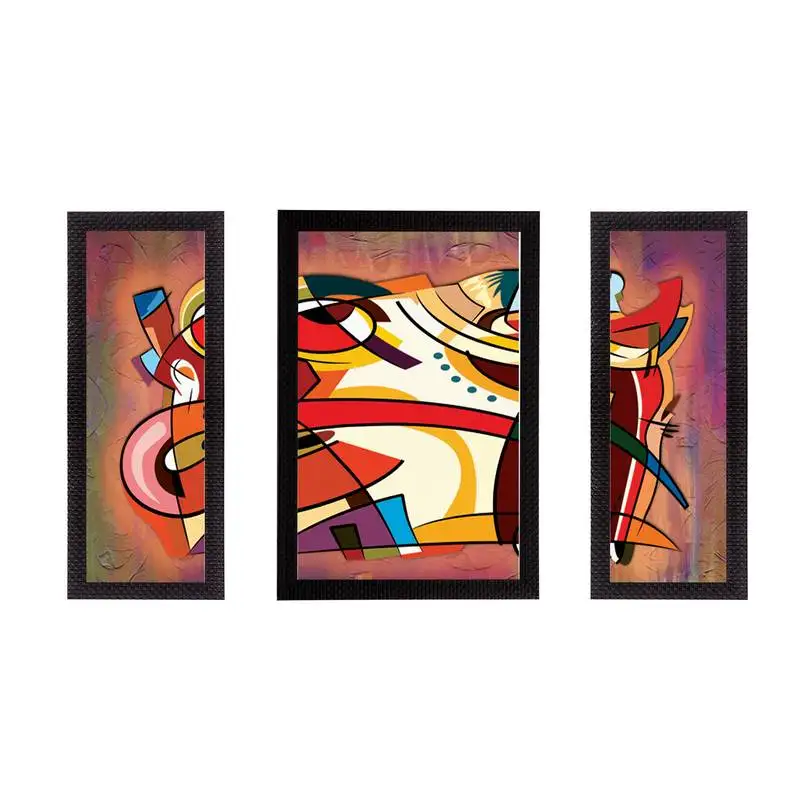 Set of 3 abstract satin matt texture uv art painting