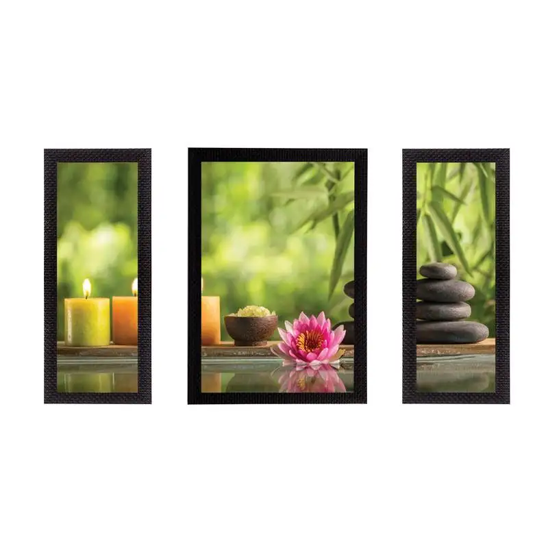 Set of 3 floral theme satin matt texture uv art painting