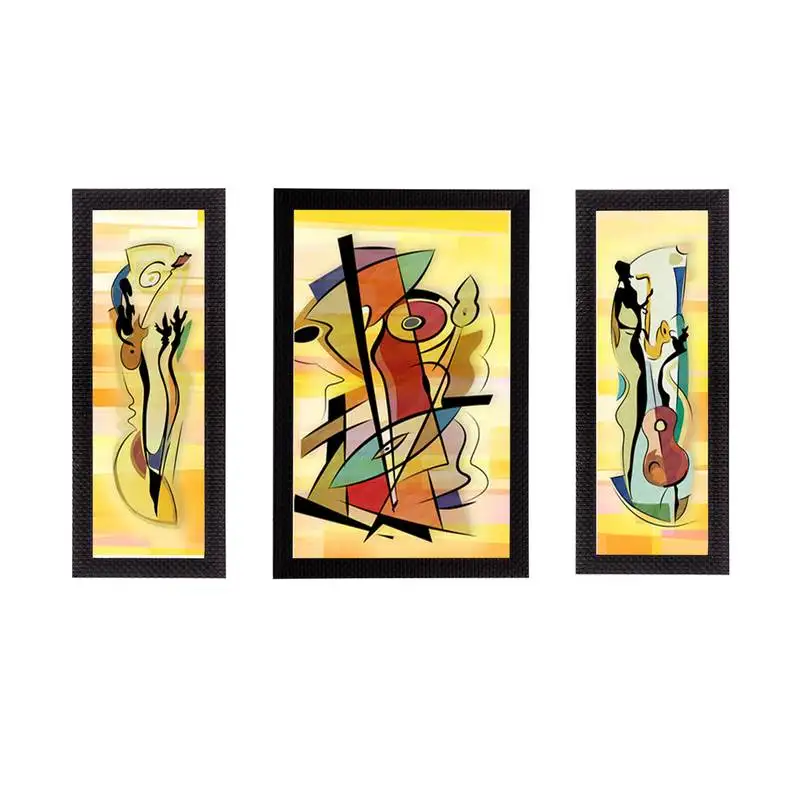 Set of 3 abstract object satin matt texture uv art painting