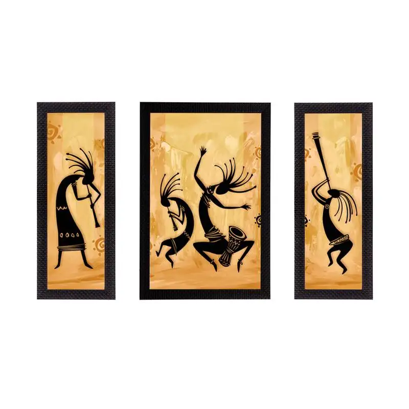 Set of 3 abstract dancing creatures satin matt texture uv art painting