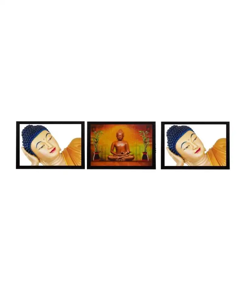 Set of 3 holu lord buddha satin matt texture uv art painting