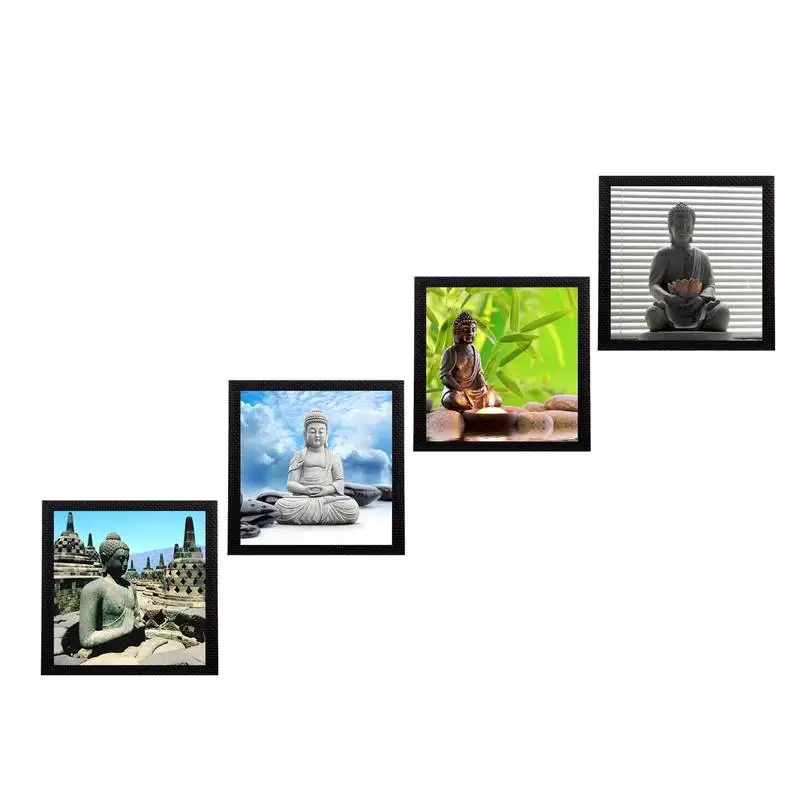 Set of 4 lord buddha satin matt texture uv art painting