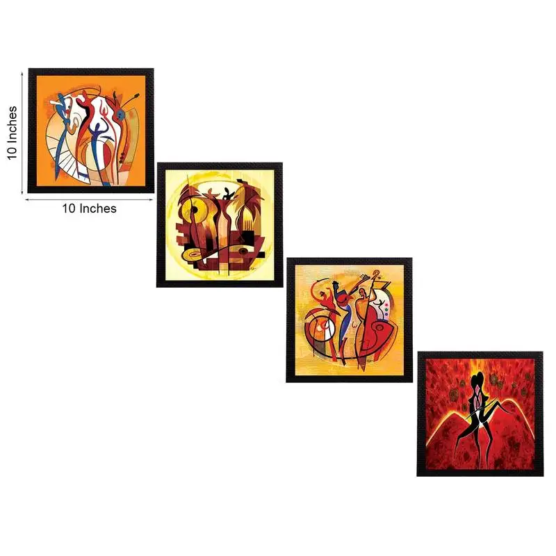 Set of 4 abstract figures satin matt texture uv art painting