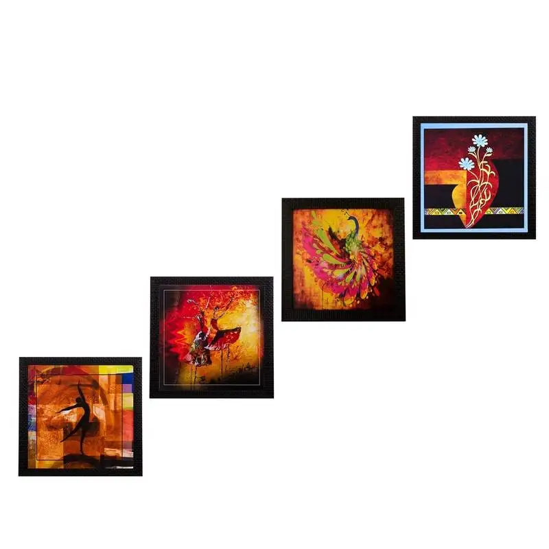 Set of 4 dancing girls satin matt texture uv art painting