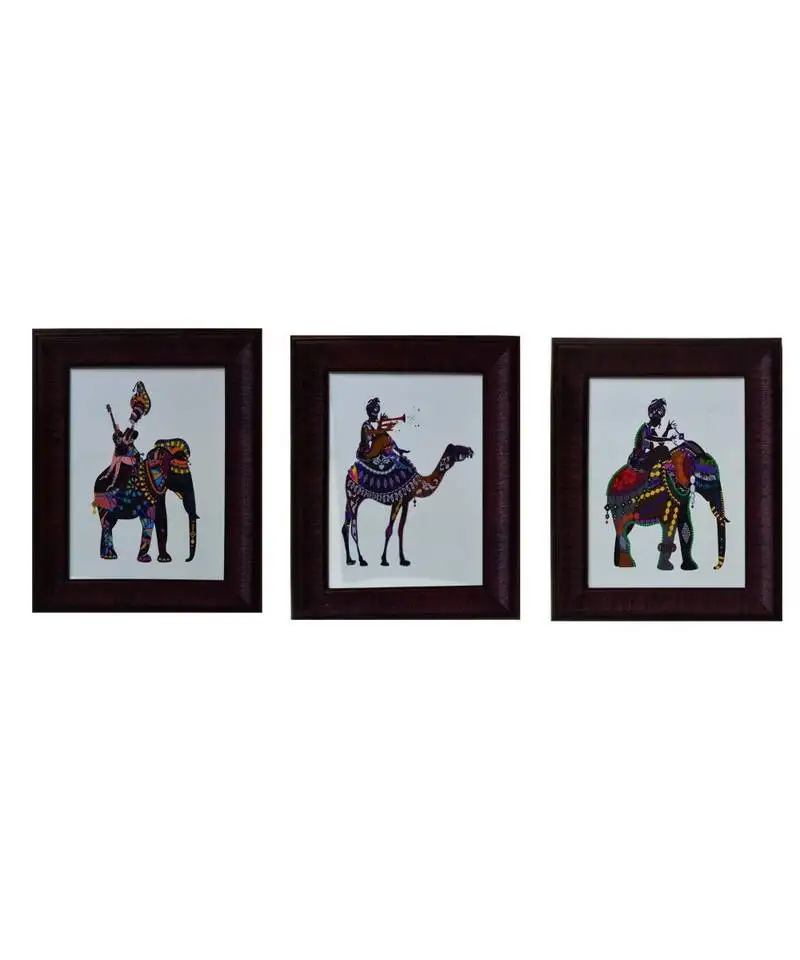 Set of 3 animal satin matt texture uv art painting