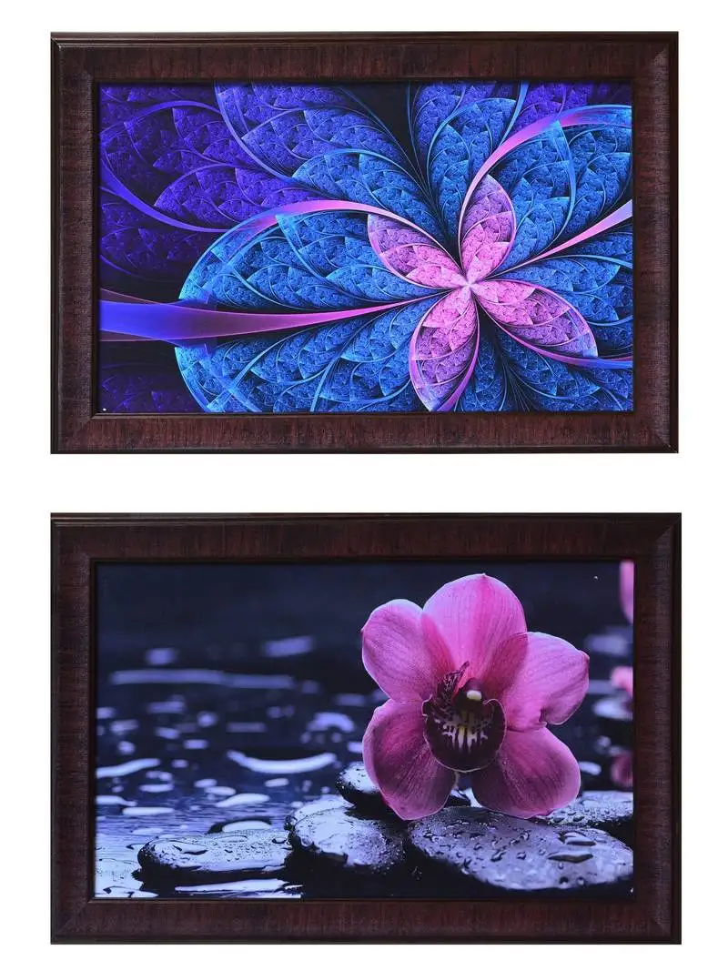 Set of 2 floral satin matt texture uv art painting