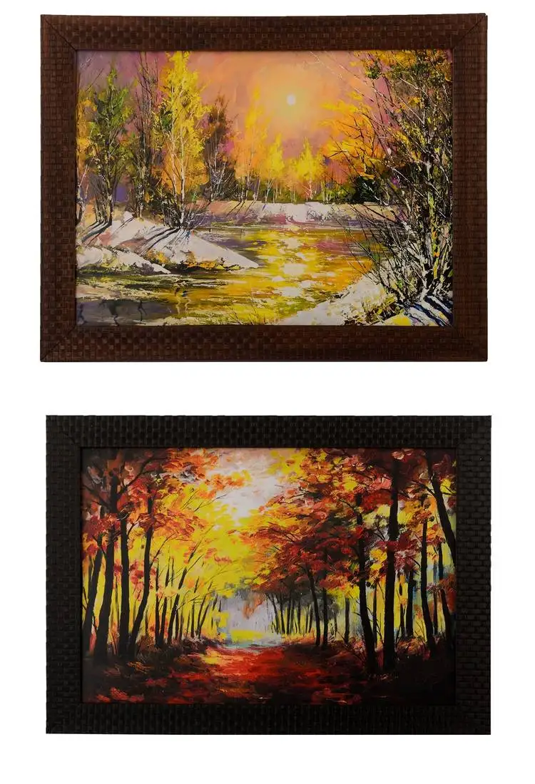 Set of 2 nature's beauty under sunlight satin matt texture uv art painting