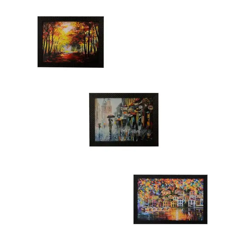 Set of 3 nature's beauty scenary satin matt texture uv art painting