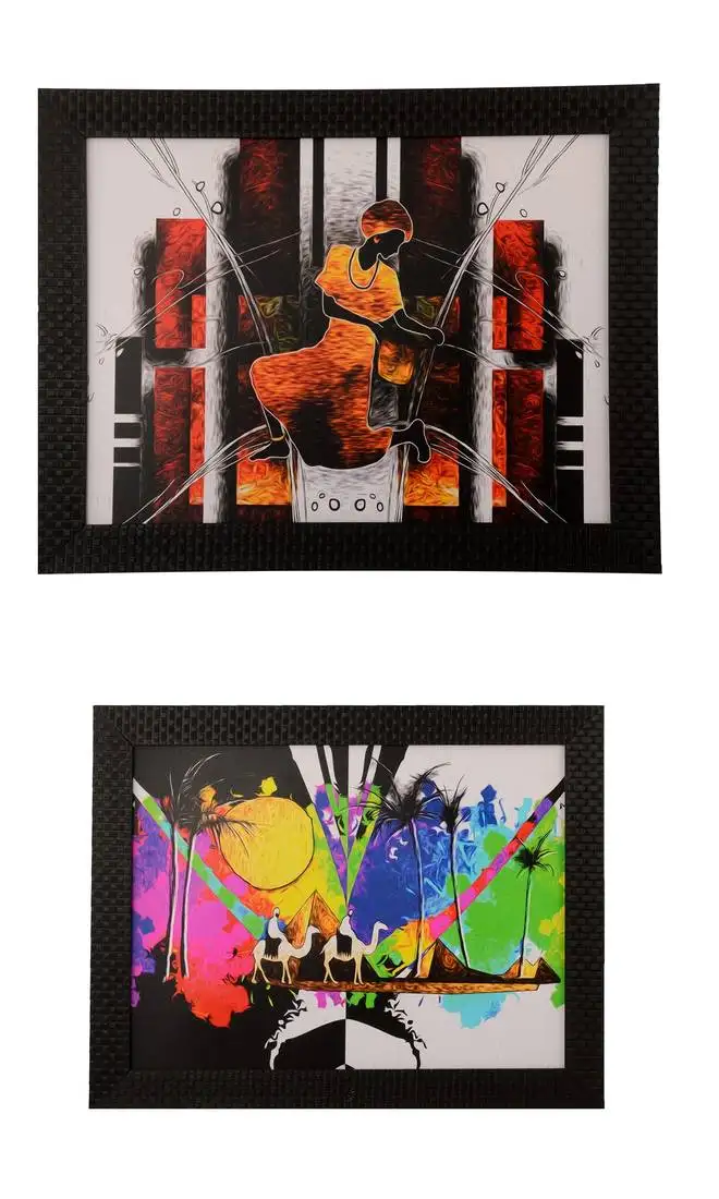 Set of 2 abstract satin matt texture uv art painting