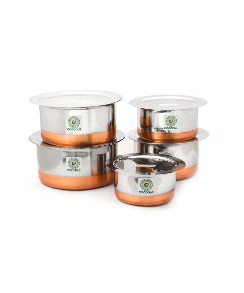 Coconut stainless steel copper bottom tope and lid, (pack of 10)