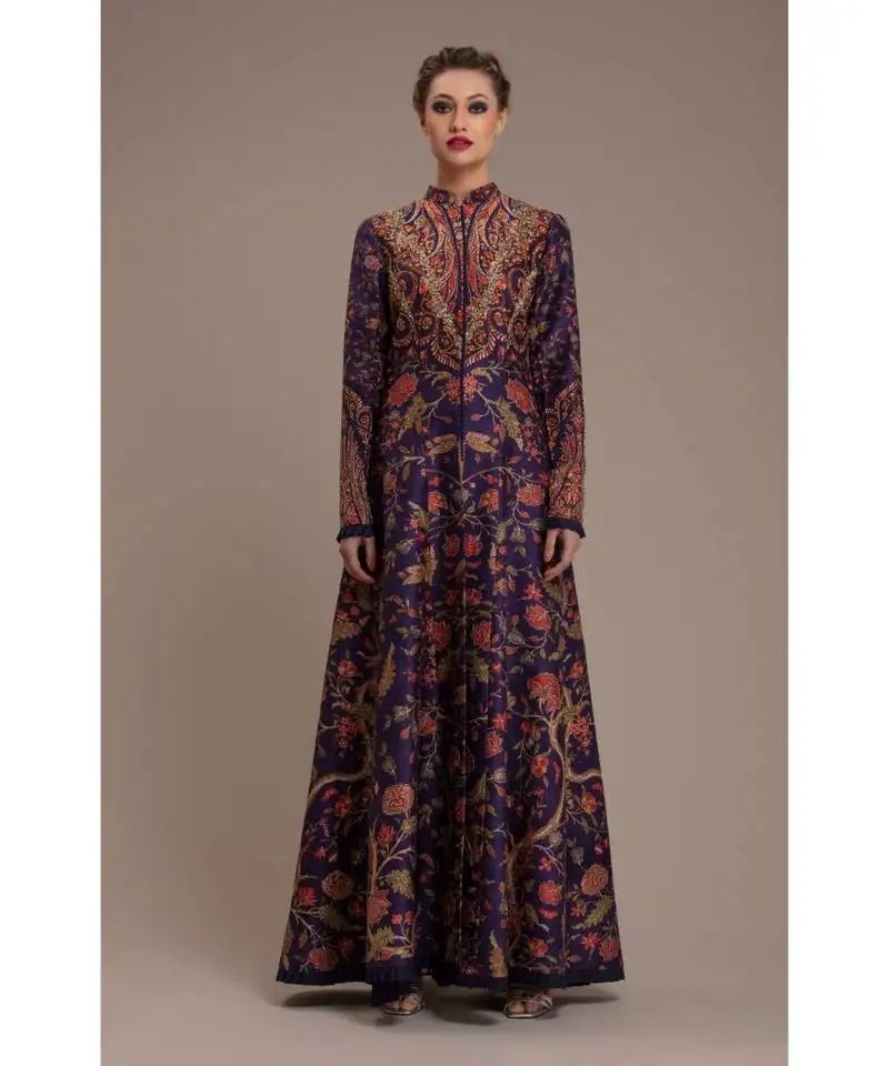 Blue printed long jacket