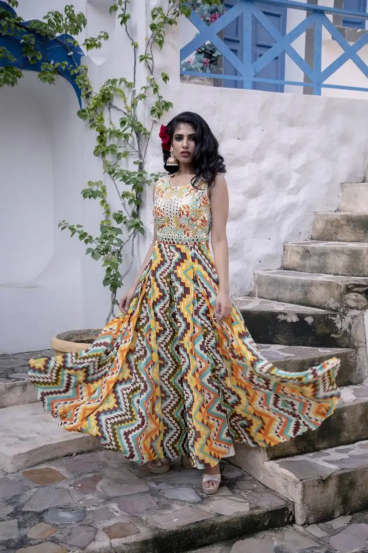 Yellow printed dress