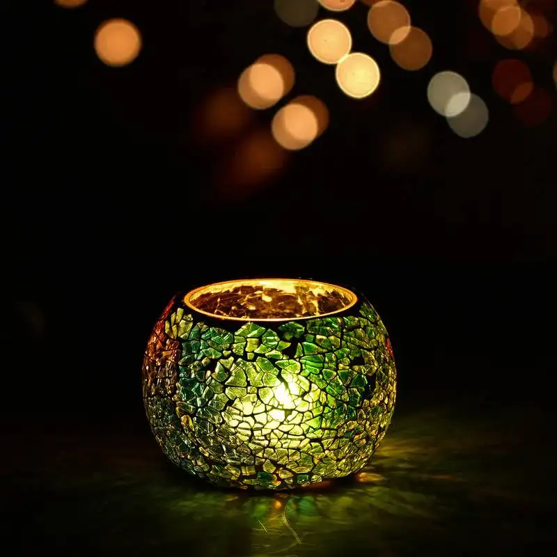 Mosiac glass decorative tea light holder::Diya