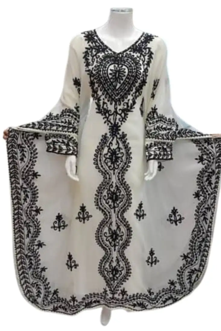 Blue georgette embroidered aari work farasha