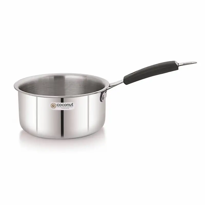 Coconut stainless steel fusion series triply sauce pan- 1 unit -18cm -capacity - 2 ltr (induction friendly)