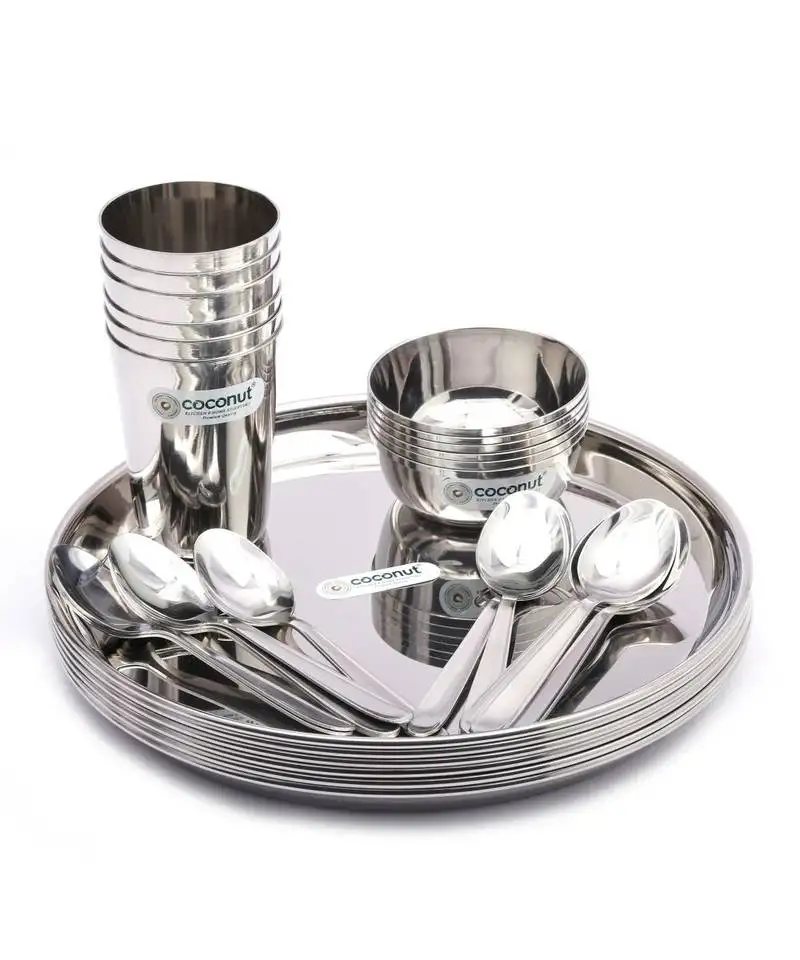 Coconut stainless steel (heavy guage) mirror finish happy dinner set::Dinnerware & serveware - 30 pc