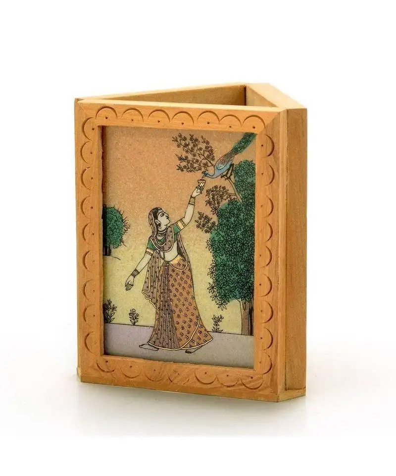 Beautiful gemstone painting pen stand gift -119