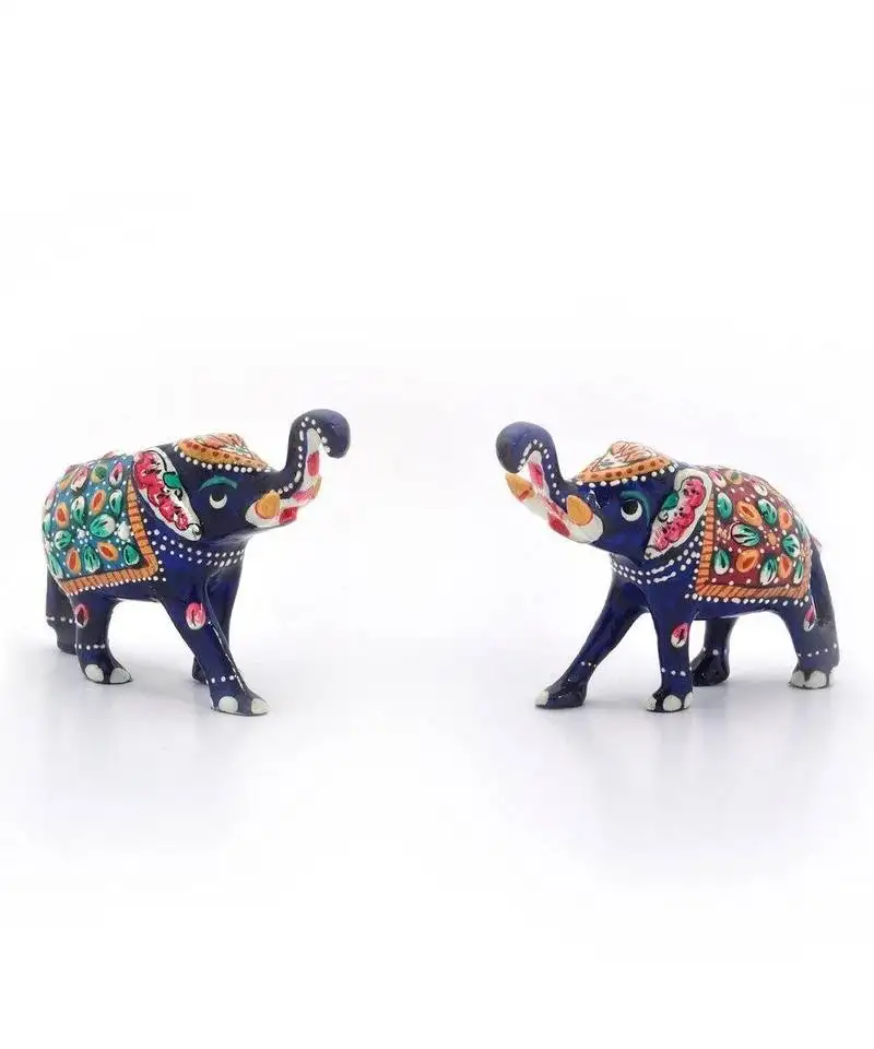 Enamel work pure brass elephant pair gift -133