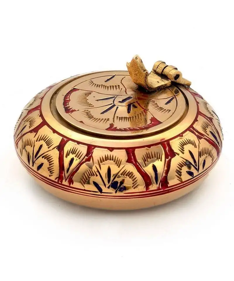 Pure brass meenakari work ash tray handicraft -203