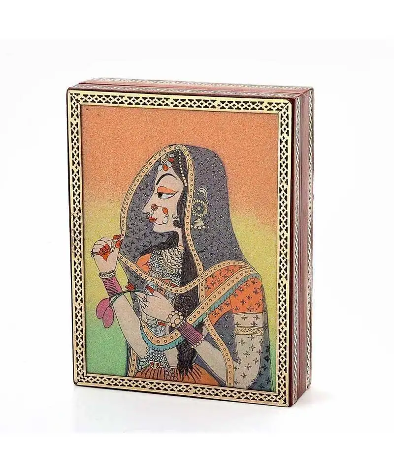 Gemstone powder bani thani painting wooden box 259