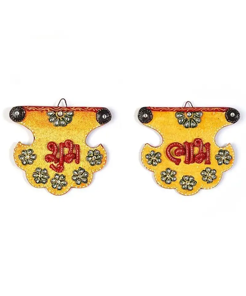 Kundan work fan shape shubh labh door hangings 276