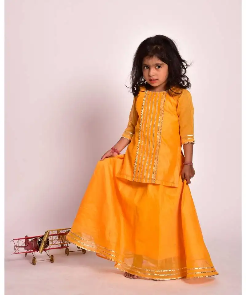 Yellow gota skirt kurta set