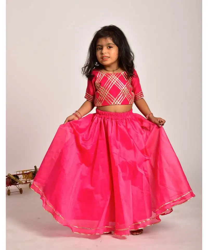 Magenta skirt and crop top set